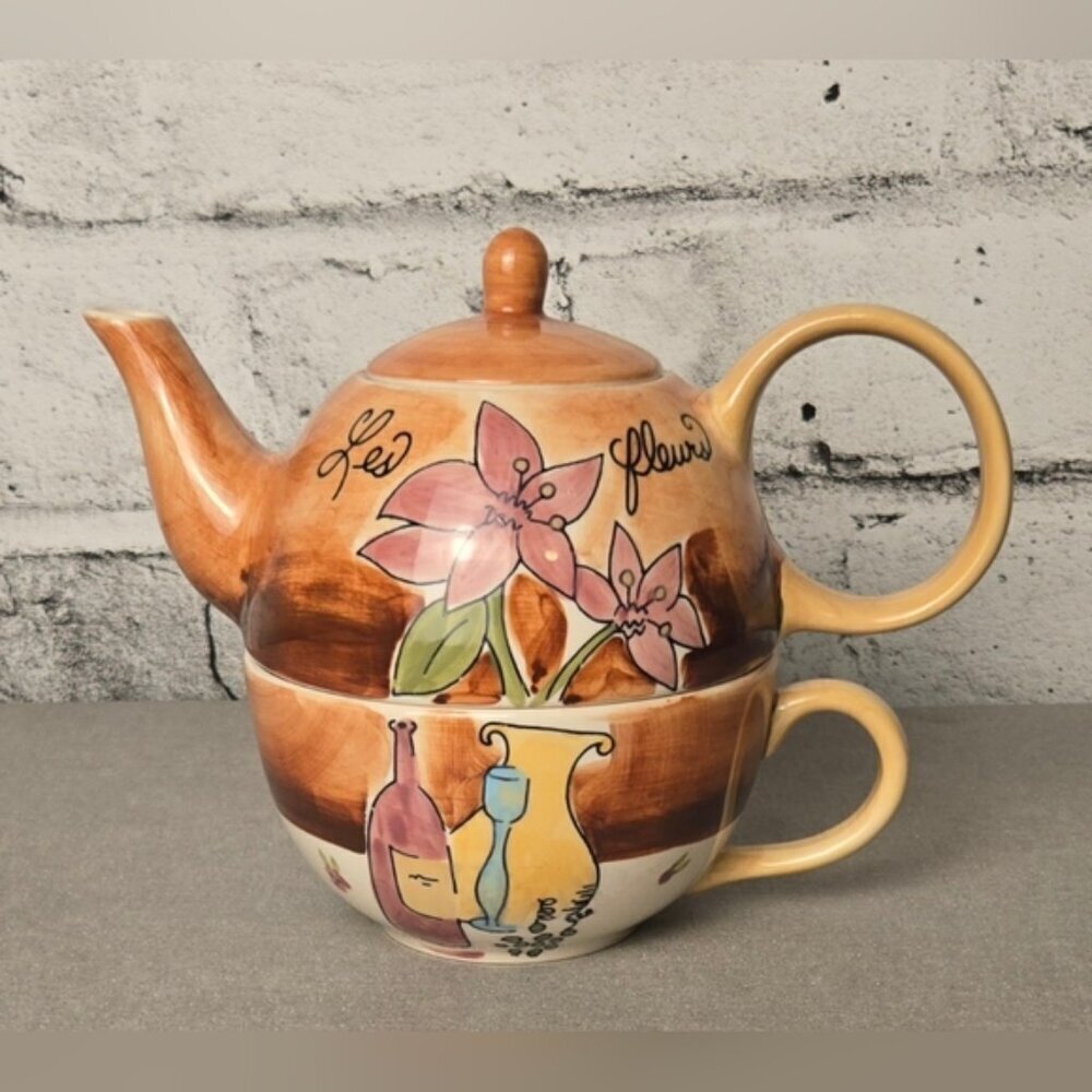Canhome Global 3 Piece Floral Teapot Set "le Fleurs"